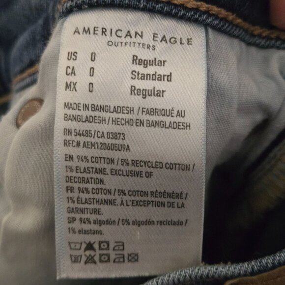 American Eagle Super High Rise Baggy Straight Cargo Jeans Size 0 - Picture 11 of 12